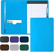 Coupount Mini Padfolio/Junior Portfolio Folder Case, Business A5 Binder Organizer Notepad for Men Women, 5 x 8 Writing Pad Included, Electric Blue.