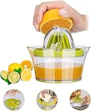 Citrus Lemon Orange Juicer, Manual Hand Squeezer with Built-in Measuring Cup and Grater 12OZ 4 in 1 Multi-function Manual Juicer with Multi-size Reamers, Ginger Garlic Cheese Grater Egg Yolk Separator