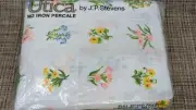Vintage Utica by J.P. Stevens Double Fitted Sheet "Flower Box"