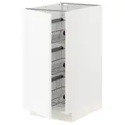 METOD base cabinet with wire baskets, white Enköping/white wood effect, 40x60x80 cm