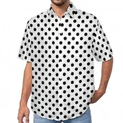 Men's Shirt Summer Shirt Casual Shirt Beach Shirt Button Up Shirt Black White Red Green BlackWhite Short Sleeve Polka Dot Lapel Vacation Hawaiian Clothing Appa