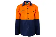 Workcraft Kids Hi-vis Cotton Shirt WSK127 - Orange/Navy