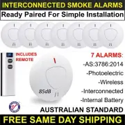7 Pack Paired Wireless Interconnected Photoelectric Smoke Alarm 10-Yr Battery