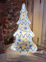 Blow Mold White Christmas Tree Cool Winter Blue Union Products Featherstone 29”