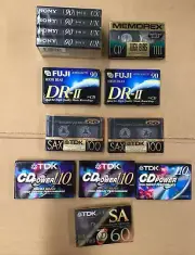High Bias Type II Blank Audio Cassettes - 13 tapes various lengths; New