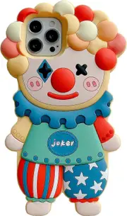 iPhone 13 Pro Max Case, Kawaii Clown Phone Cases 3D Silicone Cartoon Case Fun Apply Cute Case Soft Rubber Shockproof Protective Case for Women Girls