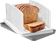 Bread Slicer for Homemade Bread, Bread Cutting Guide with Adjustable Width and Crumb Tray, Foldable Compact Bread Cutter for Homemade Loaf Bread Bagels Cakes
