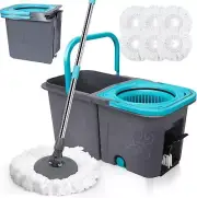 Mastertop Spin Mop and Bucket with Wringer Set, Stackable Microfiber Mop Buck...