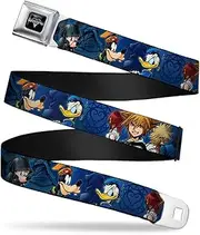 [Buckle-Down] Seatbelt Belt - Kingdom Hearts 6-Character Pose/Dark Blues - 1.5" Wide