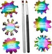 Healeved 1 Set French DIY Nail Template Set Stainless Steel Manicure Plates Nail Art Supplies for Beginners Professionals
