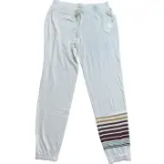 PJ Salvage Pants Womens Small White Pockets Retro Boho Striped Asymmetrical