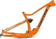 Mountain Bike Suspension Frame 27.5/29er Carbon Soft Tail Bicycle Frame Travel 120mm Disc Brake Trail XC/AM MTB Frame Thru Axle 12x148mm Boost Frame BSA73 (Color : Orange, Size : 29x19'')