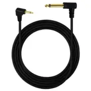 6ft 6.35mm 1/4" Mono Male to 3.5mm 1/8" TS Mono Male 90 Degree Right Angle Plug