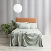 Ddecor Home King Single Microfiber Bed Sheet w/ Pillowcase Set VNT Washed Sage