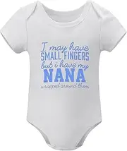 [WOOYONGING] I May Have A Small Finger But I Have Nana Wrapped Around Going Home Newborn Outfit Girl Short Sleeve Baby Girl New