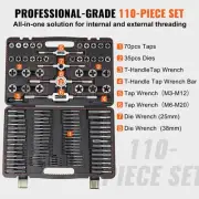 110-Piece Metric Tap & Die Set M2-M18, Durable Bearing Steel Threading Tool