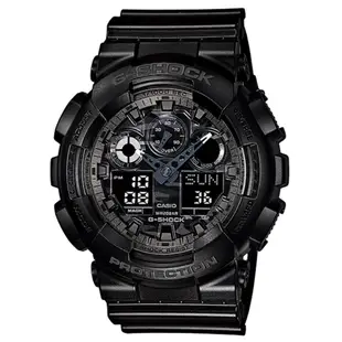 G-SHOCK 變形金鋼迷彩機械風重型軍風運動錶-黑面GA-100CF-1A