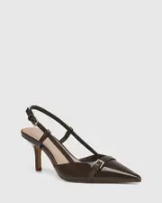 Lara Espresso Patent Leather Slingback