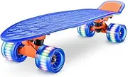'Standard Skateboard Mini Cruiser - 6'' PP Deck Complete Double Kick Skate Board w/ 3.25'' Aluminum Alloy Truck, PU Wheels w/LED Light - for Kids, Teens, Adults'