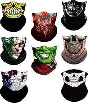 [WYSUMMER] 8PCS Scarves Bandanas Skull Face Tube Black Headband, Motorcycle Multi Function Headwear Hat Scarf Ski Mask