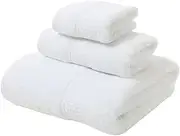 3pcs Cotton Towel Set Ultra Soft Highly Absorbent Includes 1 Bath Towels 1 Hand Towels 1 Washcloths(White)