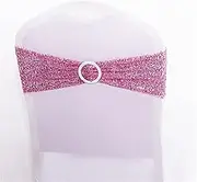 Chair Sashes,Reception Décor, 10Pcs Chair Sashes Elegant Sequins Polyester Elastic Bow-Shaped Chair Ribbons Wedding Red (Color : Pink)