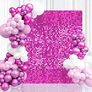 Shimmer Wall Backdrop Hot Pink 6FTx4FT Sequin Panel for Valentines, Wedding, Anniversary, Birthday, Bridal Shower Decorations