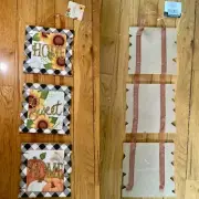 Home Sweet Triple Sign Dangle Wall Door Decoration Fall Pumpkin Sunflower