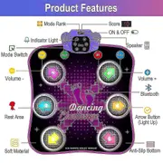 Kids Dance Mat compatible with 3 4 5 6 7 8 9 10+ Year Old With Bluetooth, Music Dance Pad With Light Up 6 Arrows, Electronic Dance Blanket Toys With 5