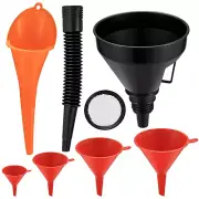 6 Pcs Automotive Funnels Set, Wide Mouth Fuel Funnels, Plastic Long Neck Oil Fun