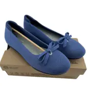 Clarks Womens 9.M Shoe Hope Denim Ballet Flat Cloudsteppers Bow Blue