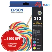 Epson Genuine #212 BK/C/M/Y Ink Set (4x) for WF-2810 WF2830 WF2850 XP4100 XP3100