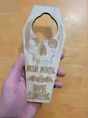Hush Mortal Vampire Slumbering Coffin Shaped Do Not Disturb Engraved Door Hanger
