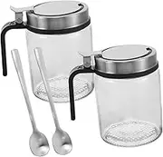 CONGARTENO Kitchen Spice Jars with Spoons Stainless Steel Seasoning Pot Universal Condiment Jar for Cooking Baking