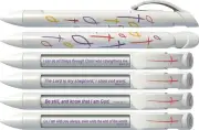 Cross & Fish Scripture Pens with Rotating Messages, 6 Pen Set (36001)