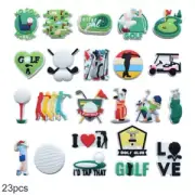 23Pcs Set Cartoon Golf Series Shoe Charms for Croc Shoes DIY Decor Accessories.