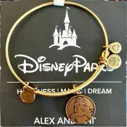 New Disney Alex And Ani Beauty And The Beast Belle Gold Bangle Charm Bracelet