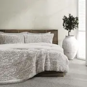 3pc Ardor Boudoir Faux Fur Sherpa Comforter Set Queen/king Bed Bear