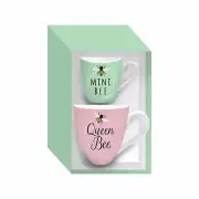 Queen Bee & Mini Bee Mini Bee Ceramic Cup Set - 4 x 4 x 6 Inches