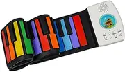 Foldable Roll Up Keyboard Piano Travel and Practice, Rainbow 71x13.5x0.9cm, 1Set