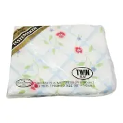 Vintage Tastemaker Muslin Twin Flat Sheet White Blue Floral 1970s USA New