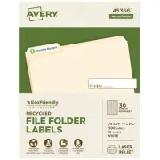 File Folder Labels, 2/3"x3-7/16" , 1500/BX, White