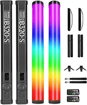 PHOTOOLEX RGB Light Wand with Upgraded Remote Control (2 Pack 2500K-9900K CRI95+ Full-Color RGB Tube Light 5200mAh Rechargeable Battery. Portable Photography Lighting Support Magnetic Attraction.