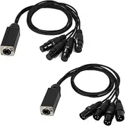 Jamesin XLR to Ethercon Cable, 4 Channel 3-Pin Multi Network Snake, Cat5/Cat6 Receiver for Stage and Recording Studio, 3 Feet (1 Male+1 Female)