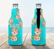 Sloth Personalised Stubby Holder Zip Up Bottle Cooler Collapsible