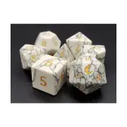 Old School Dice dice & Supplies Poly Set - White Turquoise w/Gold (7) New