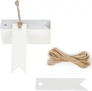 100PCS Blank Kraft Gift Tags, Craft Card Tag, Gift Wrap Tags, 20M Natural Jute Twine and 100PCS Kraft Paper Gift Tags, for Jewelry Price Label Display (White)