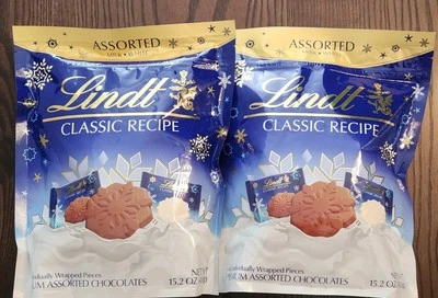 2PK Lindt Classic Recipe Milk & White Assorted Snowflake Chocolates (15.2 Ounce)