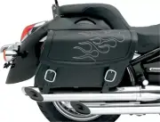 Saddlemen Highwayman Throw Over Tattoo Slant Saddlebags Large Silver Stitch