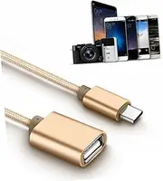 SHINEOFI C to USB Adapter Cable Gold Durable OTG Connect Cable for Smartphones Laptops Tablets Superspeed Data Transfer and Charging Compatible with USB C Devices